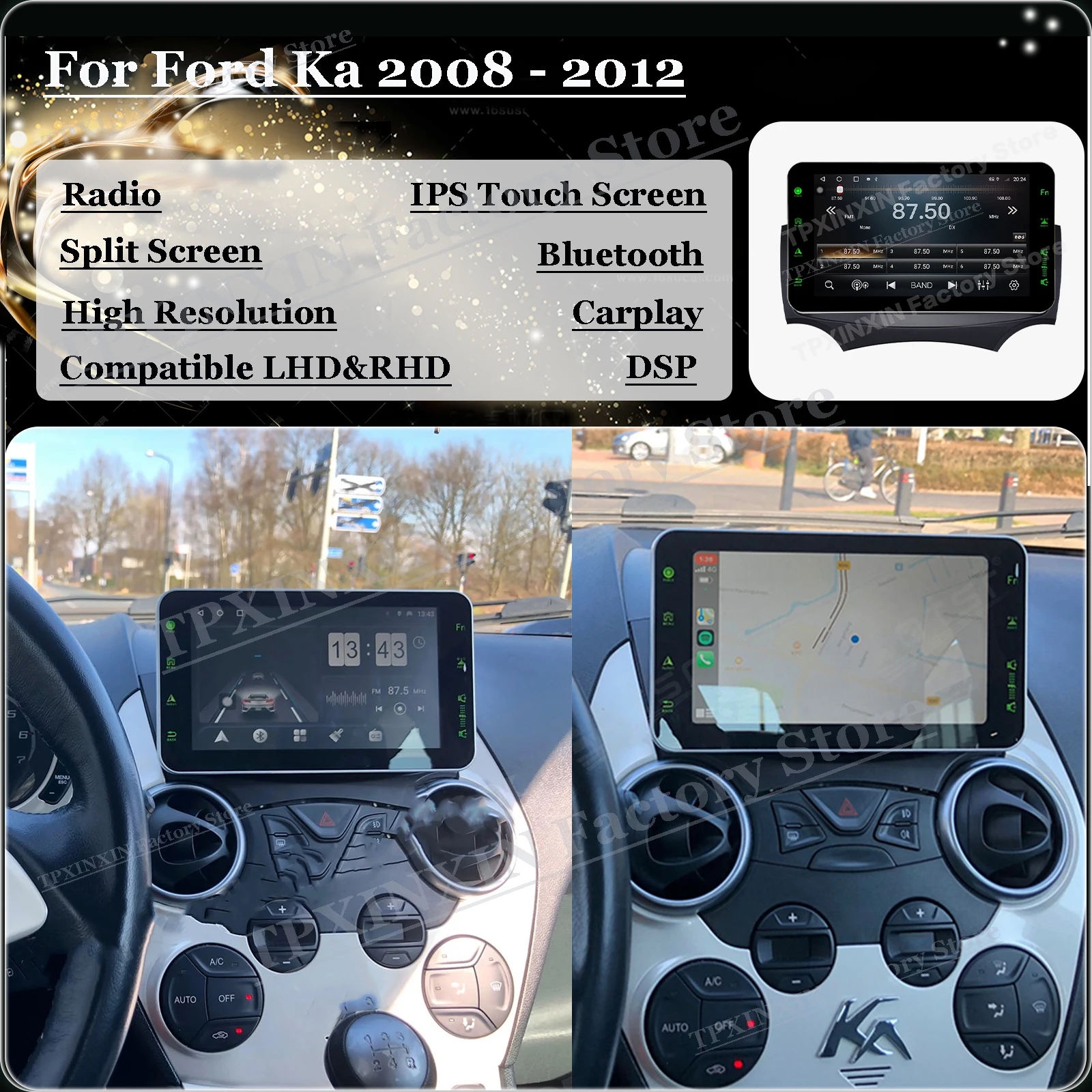 Автомобильная мультимедийная система Android 11 Autostereo для Ford Ka 2008 2009 2010 2011 2012 Carplay Radio Coche с Bluetooth-плеером . ' - ' . 0
