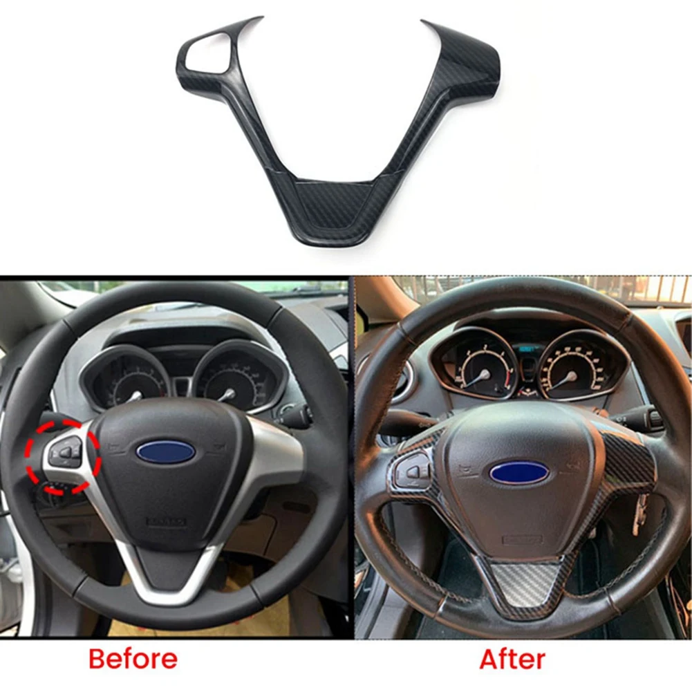 Автомобильная наклейка на панель рулевого колеса из углеродного волокна для Ford Fiesta MK7 2009-2017 Ecosport 2012-2017 . ' - ' . 0