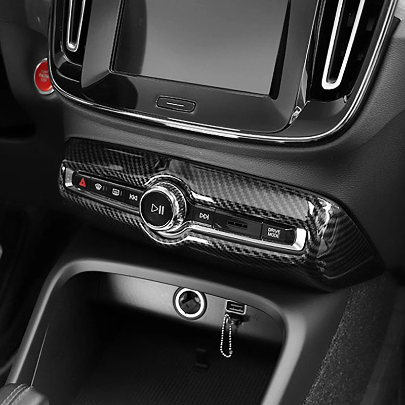 Автомобильный кондиционер Кнопка включения музыки Ручка Рамка панели Отделка с карбоновым рисунком для Volvo XC40 2019-2022 Наклейки на аксессуары для интерьера . ' - ' . 3