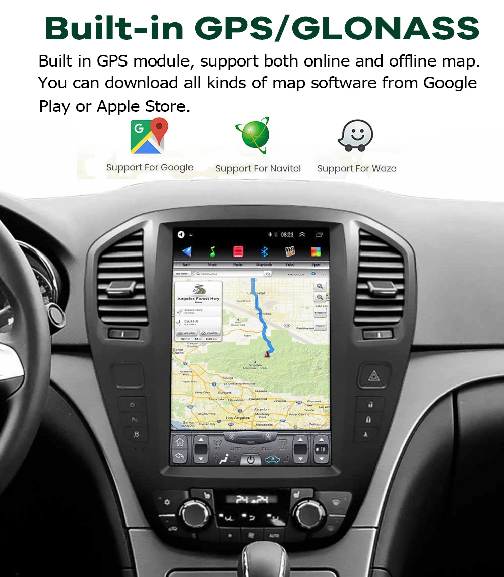 Автомобильный мультимедийный GPS-навигатор с вертикальным экраном 12,1 