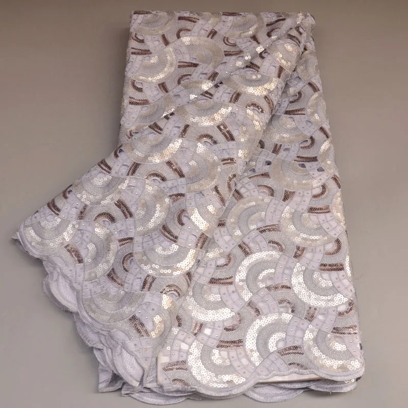 Африканская сетчатая кружевная ткань Уникальная стильная ткань из органзы, расшитая Французским сетчатым тюлем, кружевные ткани с пайетками для вечернего платья в нигерийском стиле . ' - ' . 2