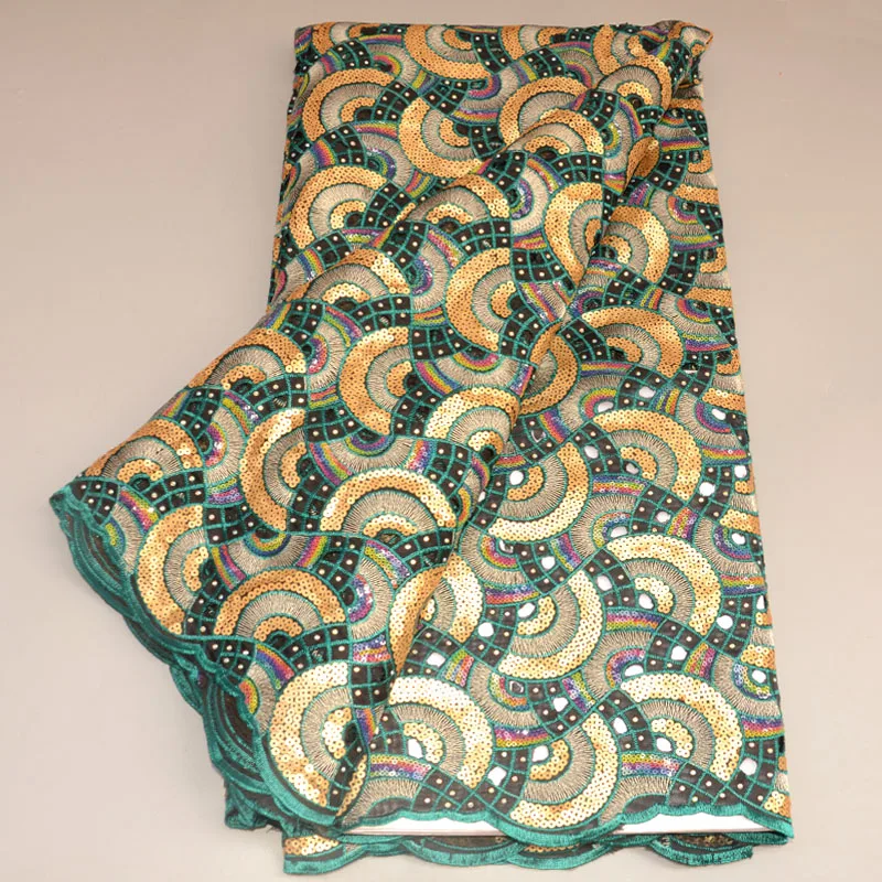 Африканская сетчатая кружевная ткань Уникальная стильная ткань из органзы, расшитая Французским сетчатым тюлем, кружевные ткани с пайетками для вечернего платья в нигерийском стиле . ' - ' . 4
