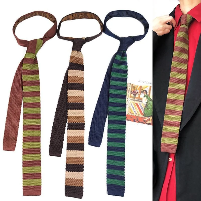 Британский стиль, вязаные галстуки длиной 5,5 см Для мужчин, полосатые галстуки в клетку для студенток колледжа, винтажный коричневый галстук, рубашка с галстуком Corbatas . ' - ' . 3