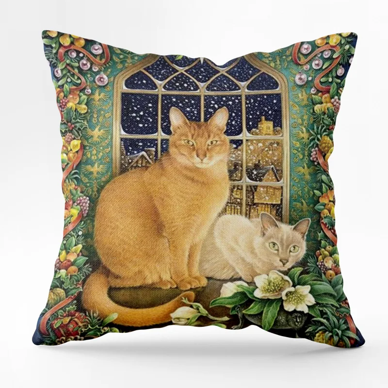 Винтажная ностальгическая наволочка с изображением кошки, украшение для гостиной, спальни, дивана, наволочка для вечеринки, украшение для дома, наволочка . ' - ' . 4