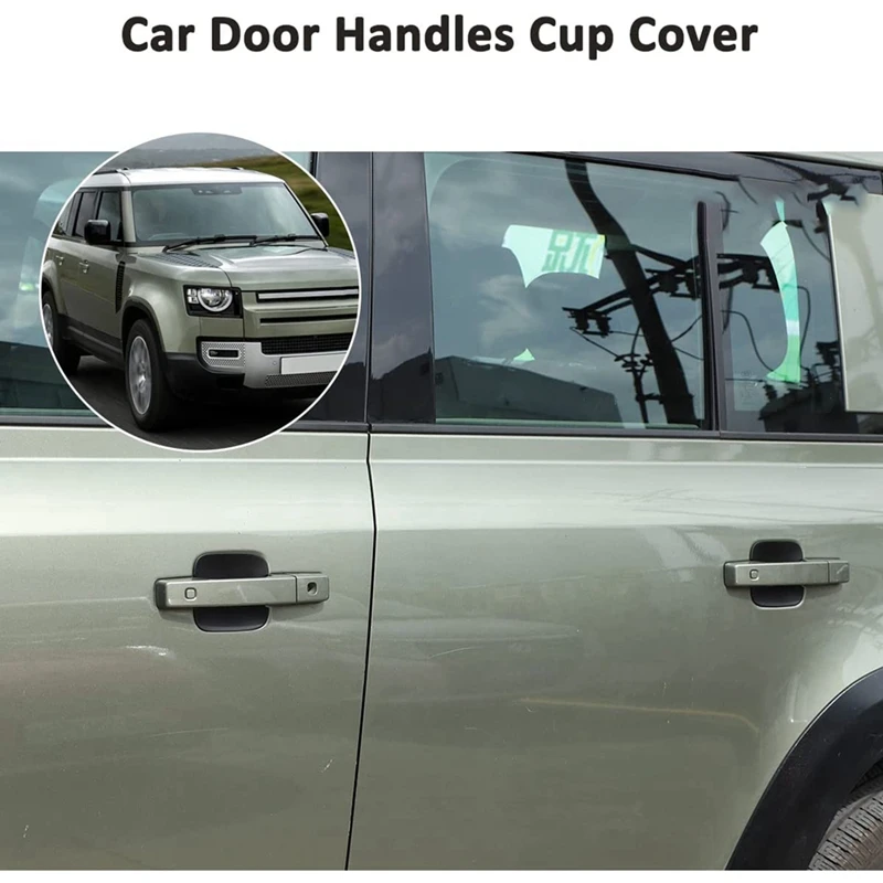 Для Land Rover Defender 2020-2023 Автомобильные наружные дверные ручки, крышка чаши боковой двери, аксессуары для отделки, матовый черный . ' - ' . 3