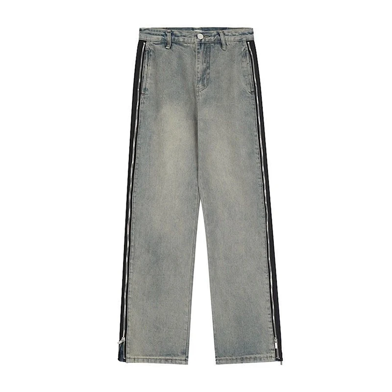 Женские мешковатые джинсы Harajuku с высокой талией, винтажная уличная одежда Y2k, широкие брюки, модные джинсовые брюки контрастного цвета . ' - ' . 5