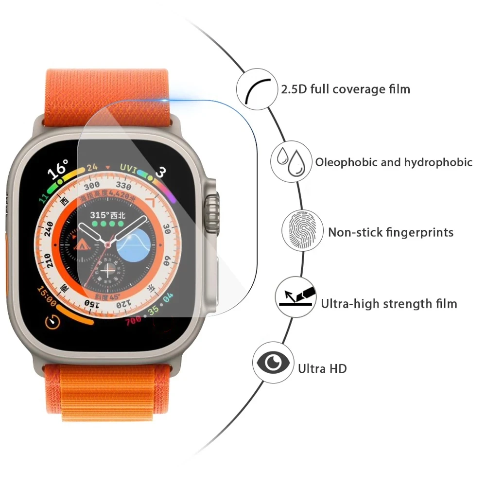 Закаленное стекло для Apple Watch 49 мм Ultra Anti-shatter Защитные пленки для смарт-часов Watch 8 Ultra Series 8Ultra . ' - ' . 1