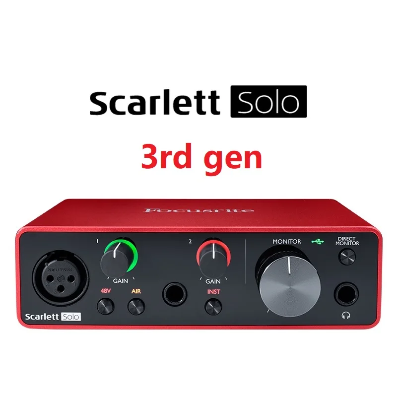 Записывающая Звуковая Карта Focusrite Scarlett Solo 3-го Поколения 2 Входа 2 Выхода Аудиоинтерфейс USB Звуковая Карта Профессиональная Для Записи . ' - ' . 3