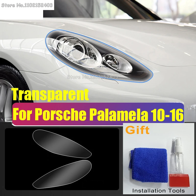 Защитная пленка для автомобильных фар из ТПУ, черная Прозрачная Наклейка на переднюю фару для Porsche Palamela 10-21, Аксессуары для экстерьера. . ' - ' . 1