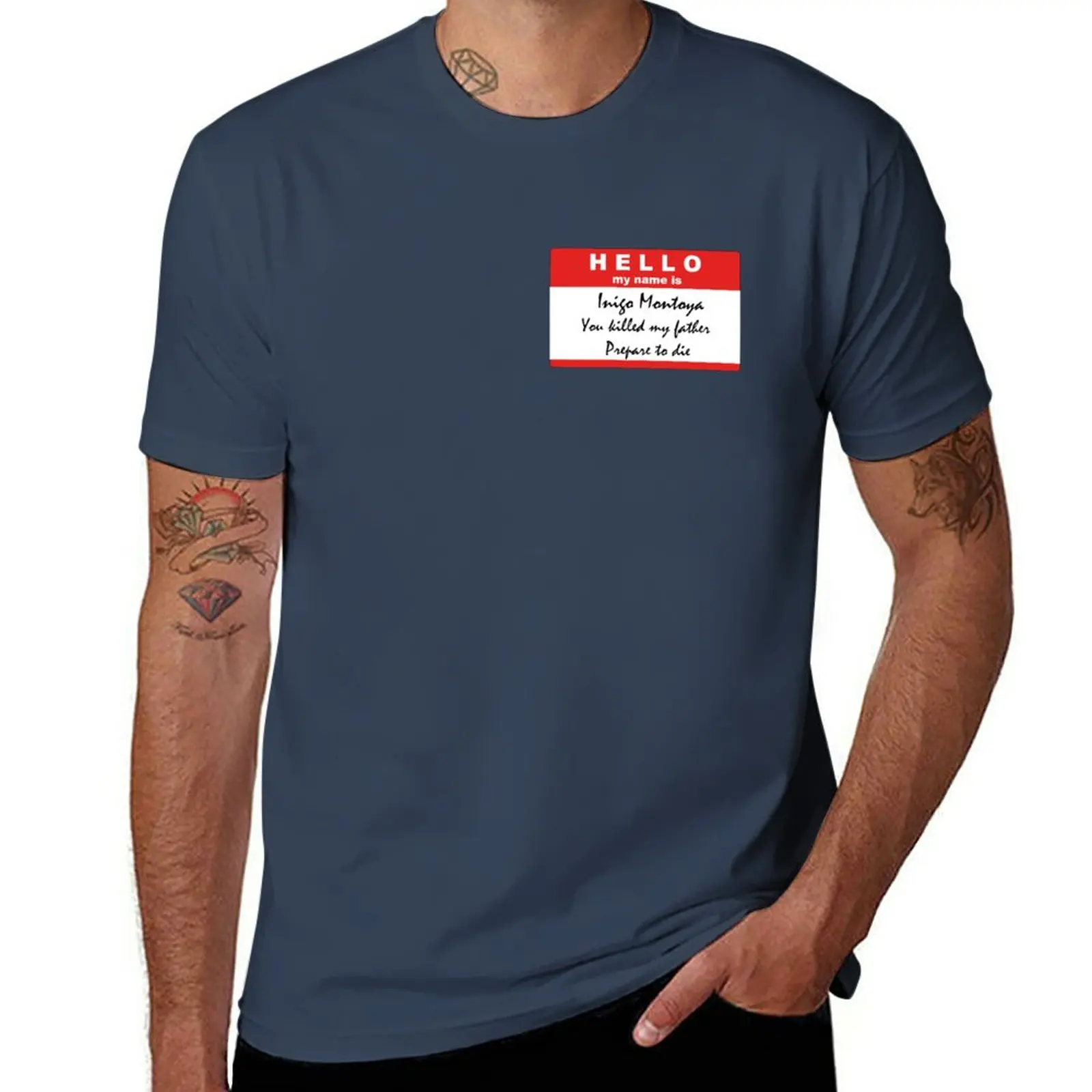 Здравствуйте, меня зовут Иниго Монтойя, футболки, топы, спортивная рубашка, забавные футболки, графические футболки, мужские графические футболки . ' - ' . 0
