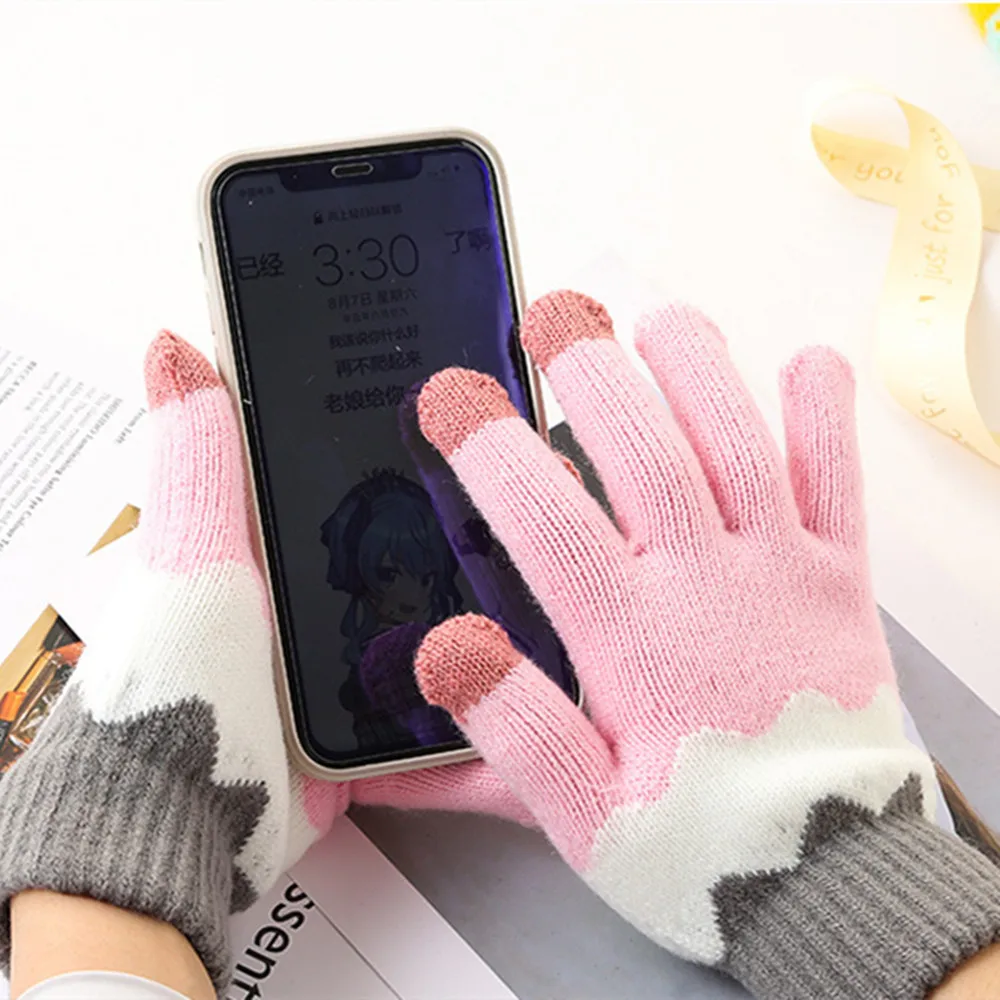 Зимние перчатки из мятого материала, женские, мужские, бархатные теплые варежки на весь палец, водонепроницаемая грелка для сенсорного экрана, оптом, один размер . ' - ' . 2