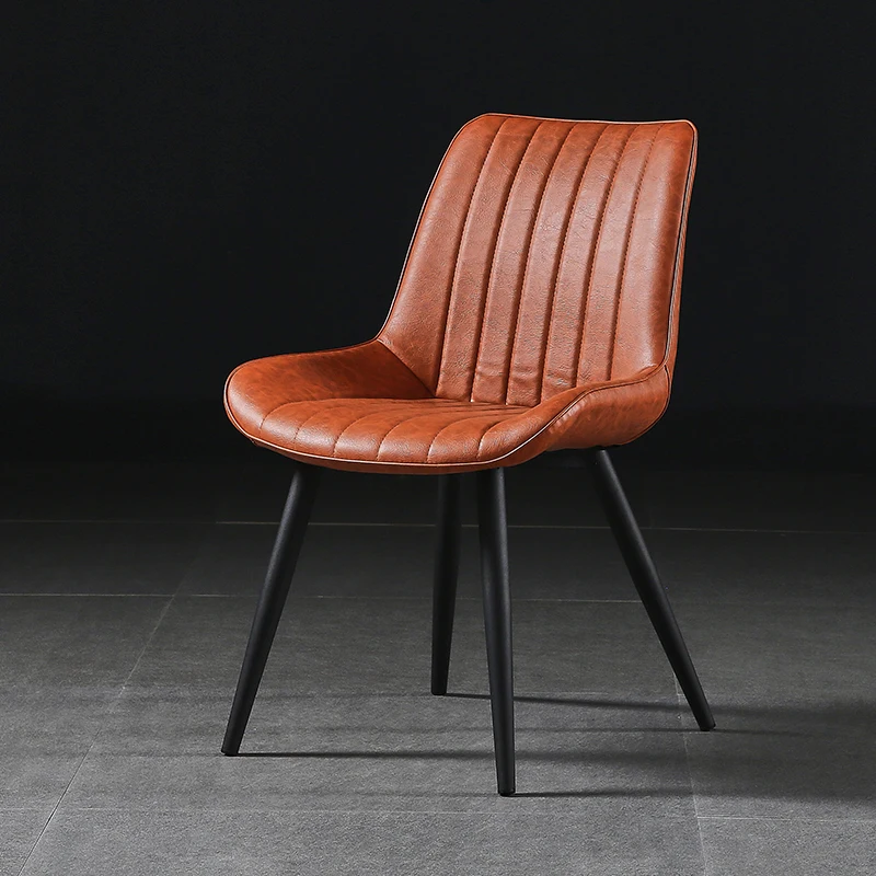 Кожаные обеденные стулья для гостиной, современные ножки из черного металла, эргономичные обеденные стулья Nordic Unique, Дизайнерский салон Cadeira Furniture WK . ' - ' . 2