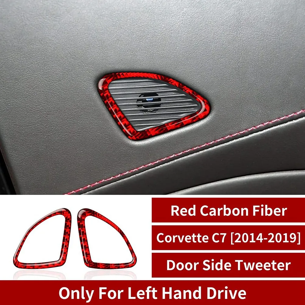 Кольцо динамика на боковой двери, Планки звуковой крышки, комплект наклеек, наклейка для салона автомобиля C7 2014-2019, красный . ' - ' . 1