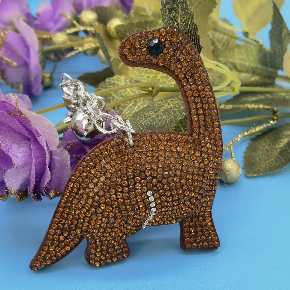 Креативное мультяшное животное Динозавр с полным кристаллом Брелки со стразами Брелки для ключей Кольца Держатель Кошелек Сумка для автомобильных брелоков . ' - ' . 1
