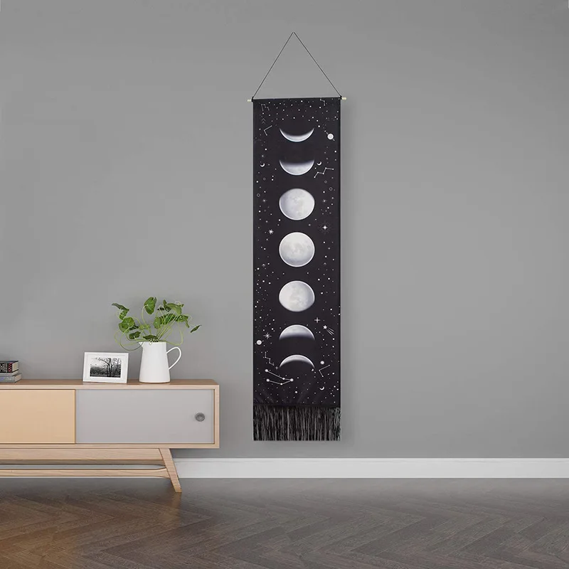 Лунный Звездный Гобелен, Черное Настенное одеяло, Домашний декор для гостиной . ' - ' . 1
