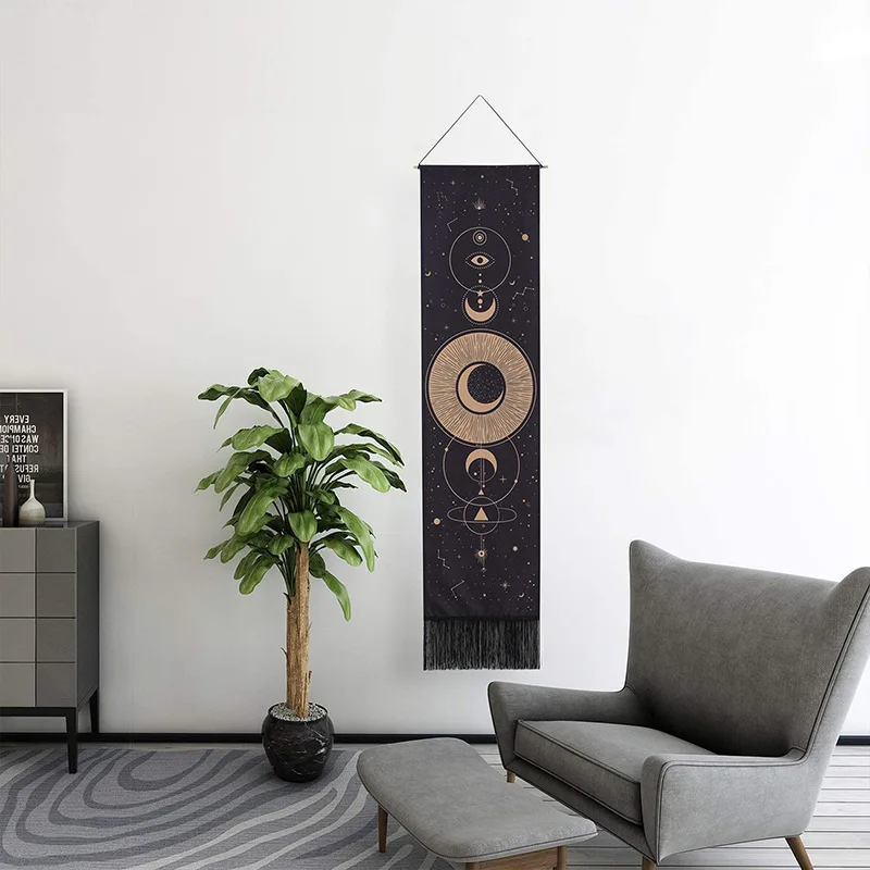Лунный Звездный Гобелен, Черное Настенное одеяло, Домашний декор для гостиной . ' - ' . 2