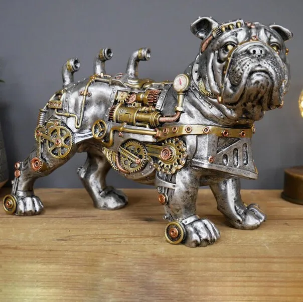Механическая статуя собаки в стиле панк Поделки из смолы Статуя Бульдога в стиле стимпанк Украшение окон Украшение домашнего рабочего стола . ' - ' . 5