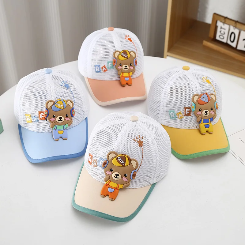 Милый медведь летом дети шляпа Солнца дышащий сетчатый теннис Шапочка детские новорожденных девочек кепка для мальчиков детское регулируемая бейсбольная кепка . ' - ' . 2