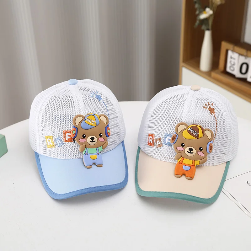 Милый медведь летом дети шляпа Солнца дышащий сетчатый теннис Шапочка детские новорожденных девочек кепка для мальчиков детское регулируемая бейсбольная кепка . ' - ' . 3
