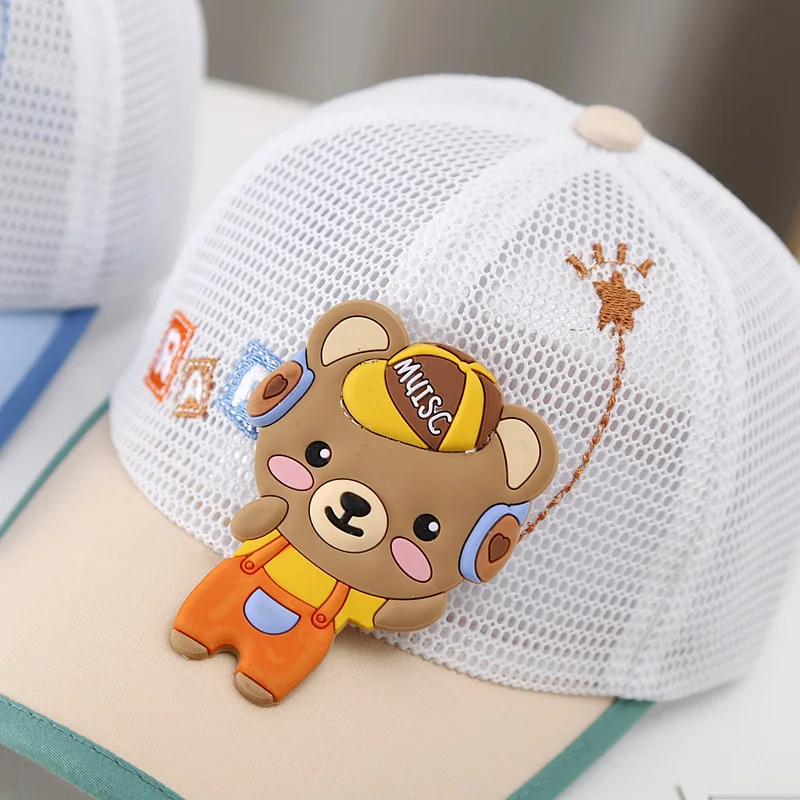 Милый медведь летом дети шляпа Солнца дышащий сетчатый теннис Шапочка детские новорожденных девочек кепка для мальчиков детское регулируемая бейсбольная кепка . ' - ' . 4
