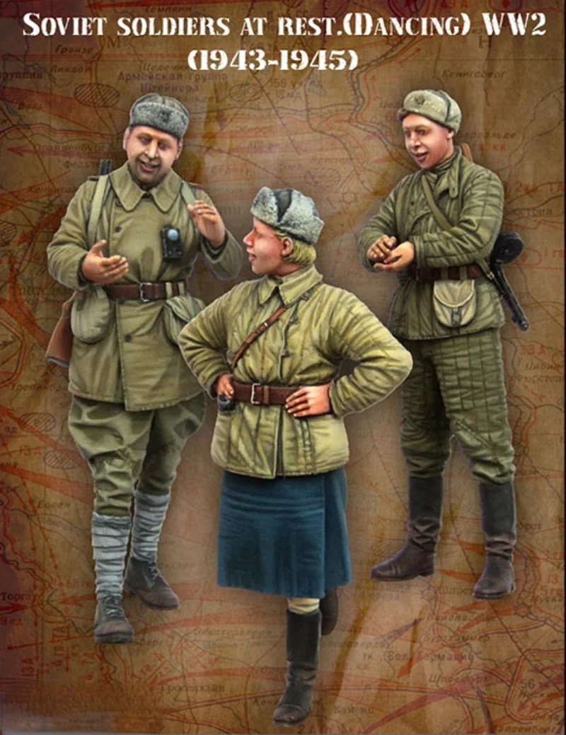 Миниатюрная игрушка 1/35 Набор моделей солдата из смолы GK Советские Солдаты В состоянии покоя 3 человека Сцена GK Соответствует Разобранной Неокрашенной Диораме . ' - ' . 0