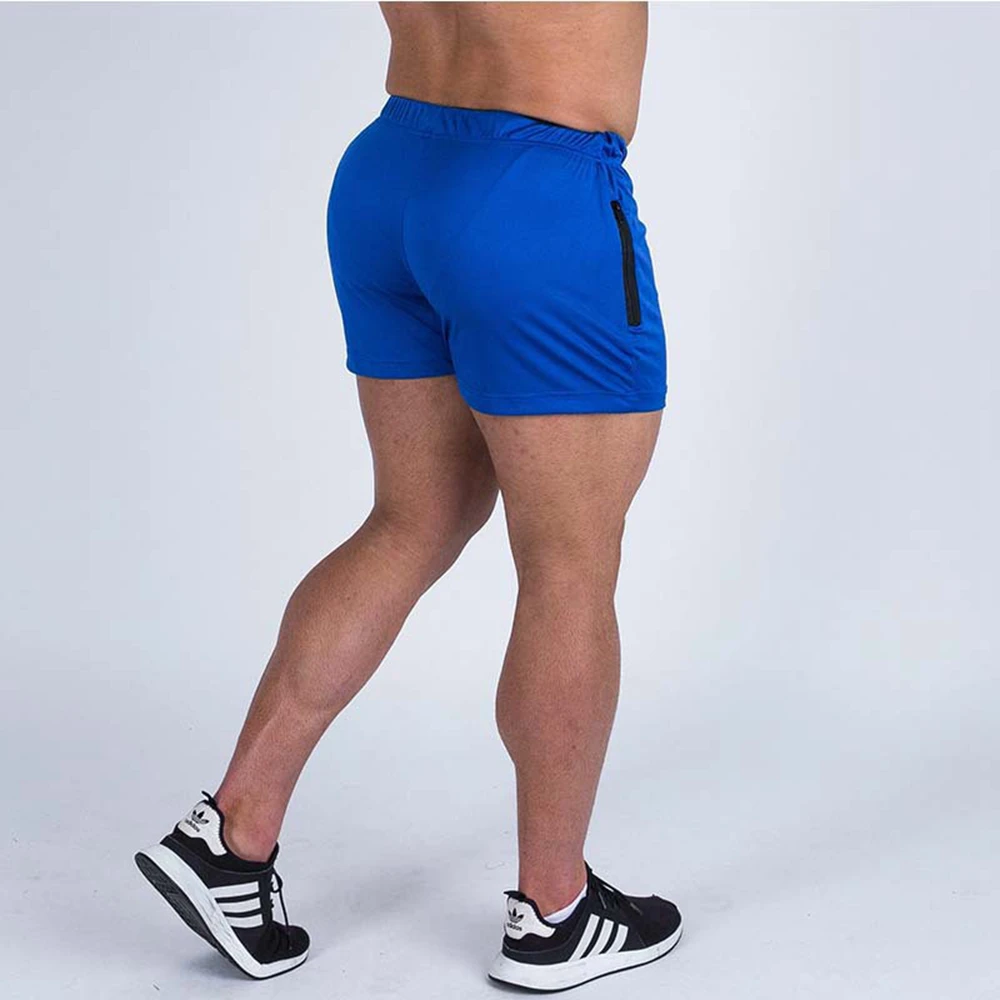 Мужские шорты для фитнеса в тренажерных залах, синие быстросохнущие шорты для марафона, шорты для бега трусцой, шорты для бодибилдинга, тренировочные короткие брюки . ' - ' . 1