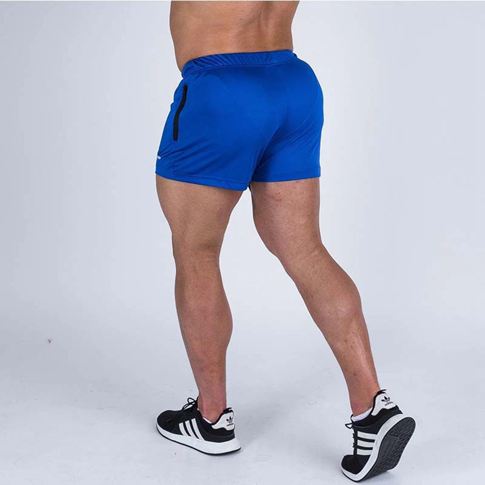 Мужские шорты для фитнеса в тренажерных залах, синие быстросохнущие шорты для марафона, шорты для бега трусцой, шорты для бодибилдинга, тренировочные короткие брюки . ' - ' . 2