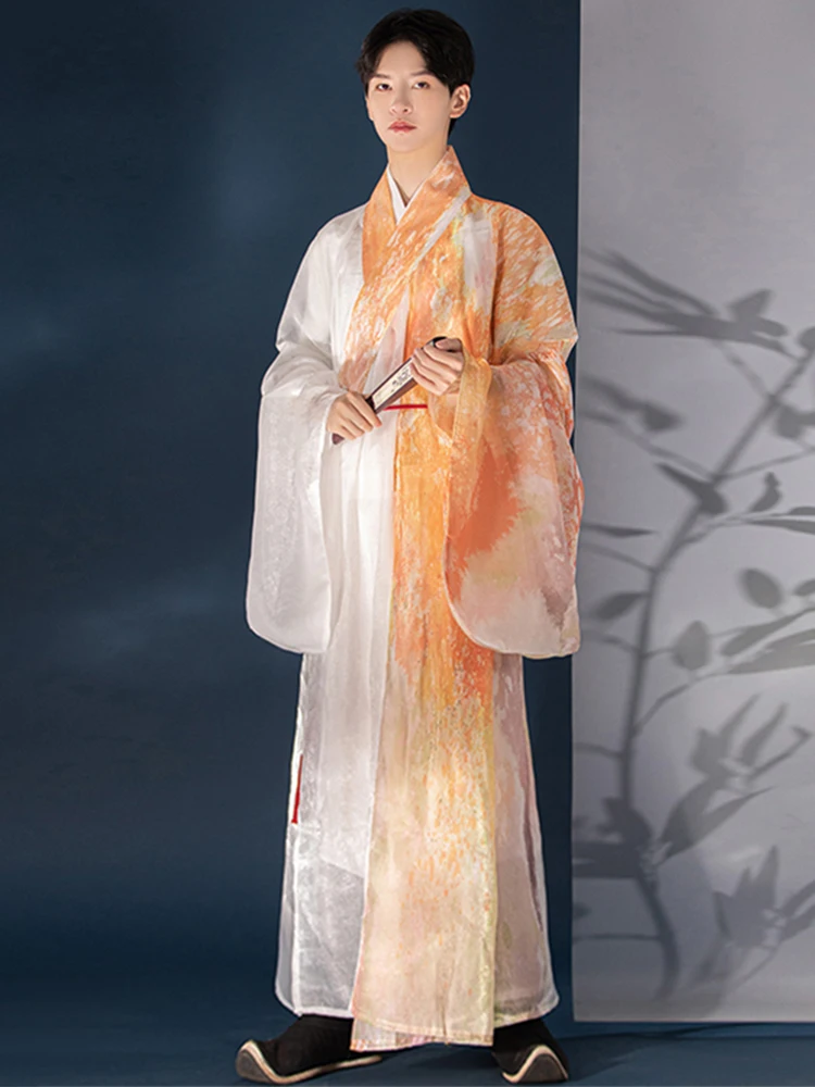 Мужской и женский костюм эпохи Мин Хань, не древний, полный комплект халата с прямым воротником в китайском стиле . ' - ' . 0