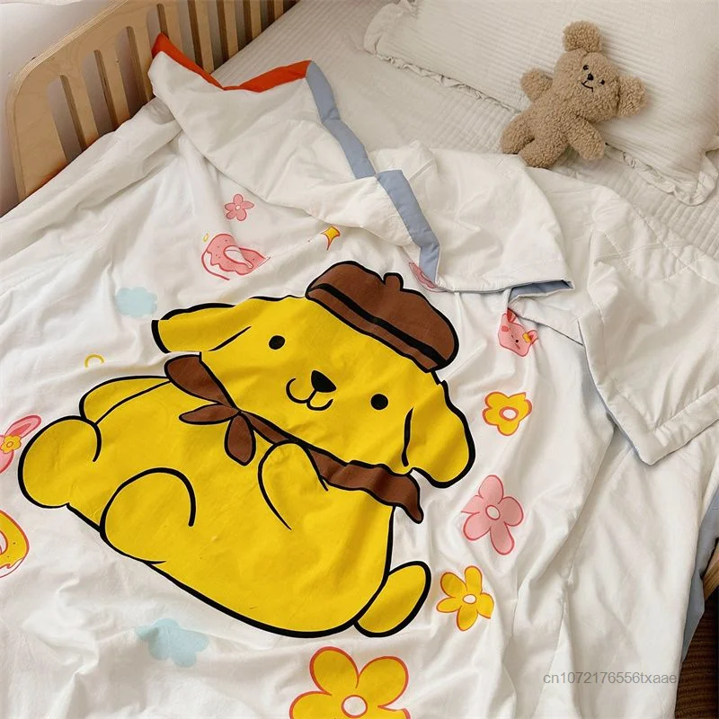 Мультяшное Летнее Прохладное одеяло Sanrio Kuromi My Melody Хлопчатобумажное Мягкое одеяло для детского сада в общежитии, Стеганое одеяло с кондиционером, можно стирать в машине . ' - ' . 1