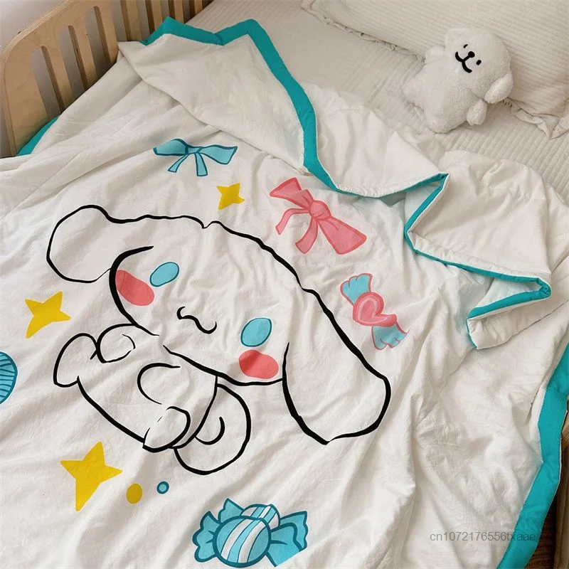 Мультяшное Летнее Прохладное одеяло Sanrio Kuromi My Melody Хлопчатобумажное Мягкое одеяло для детского сада в общежитии, Стеганое одеяло с кондиционером, можно стирать в машине . ' - ' . 3