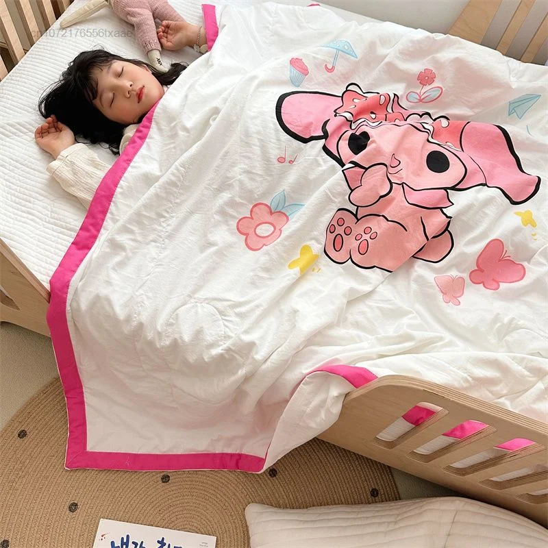 Мультяшное Летнее Прохладное одеяло Sanrio Kuromi My Melody Хлопчатобумажное Мягкое одеяло для детского сада в общежитии, Стеганое одеяло с кондиционером, можно стирать в машине . ' - ' . 5