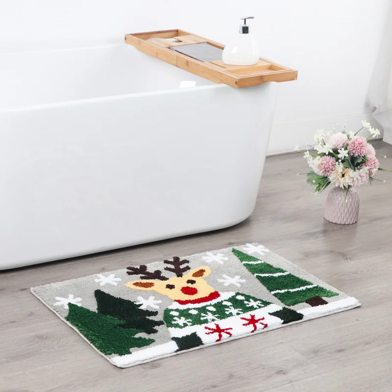 Мультяшный Рождественский ковер, нескользящие коврики для ванной, впитывающий коврик для пола в ванной, коврики для домашнего декора в спальне . ' - ' . 3