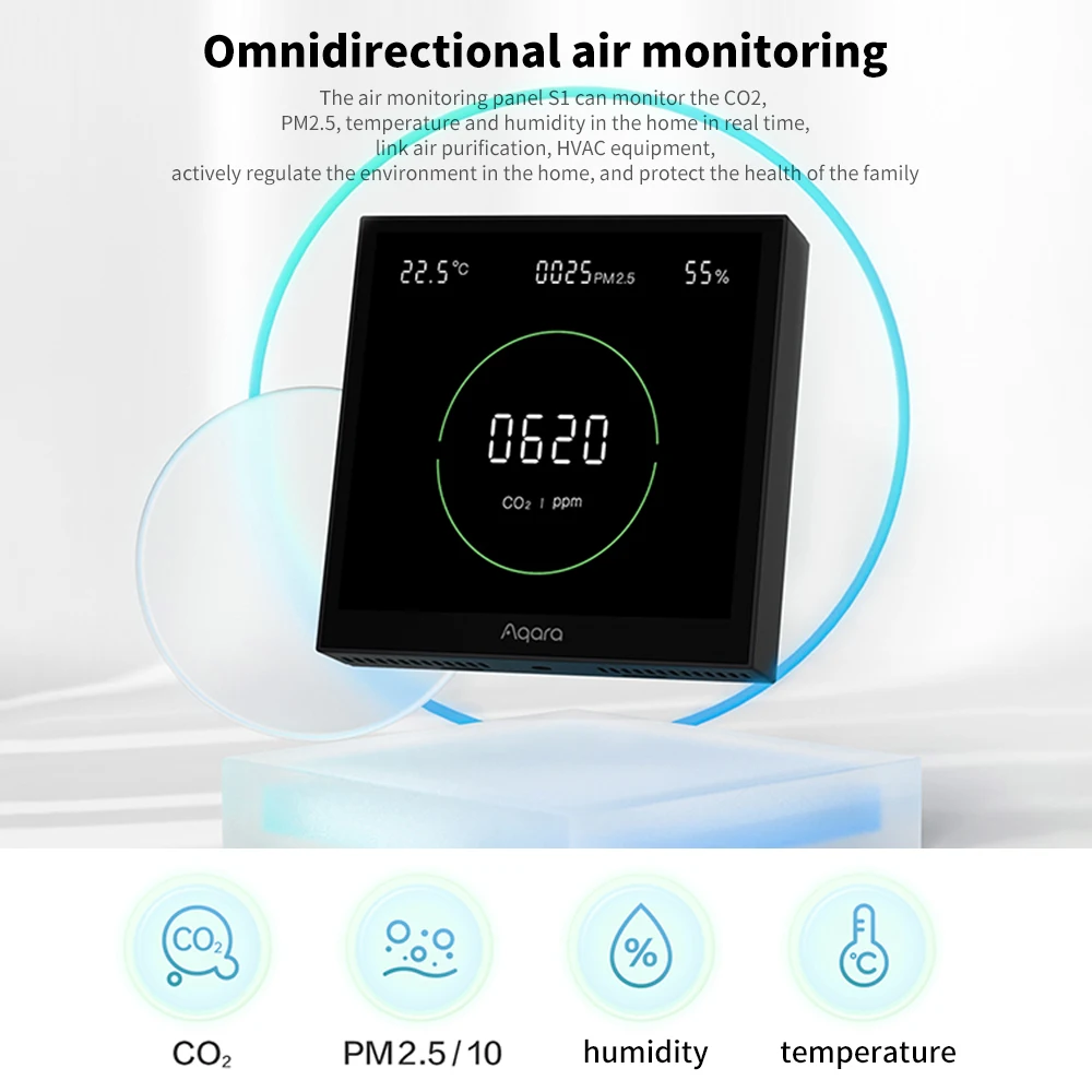 НОВАЯ панель Мониторинга Качества воздуха Aqara S1 Всенаправленный Мониторинг Температуры и Влажности Воздуха CO2 PM2.5 Для приложения Homekit Aqara Home . ' - ' . 3
