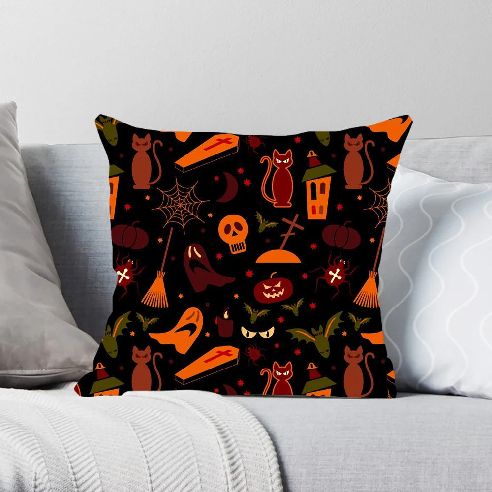 Наволочка серии CLOOCL Halloween с рисунком летучей мыши и тыквы, наволочка на невидимую молнию, принадлежности для вечеринки на Хэллоуин . ' - ' . 2