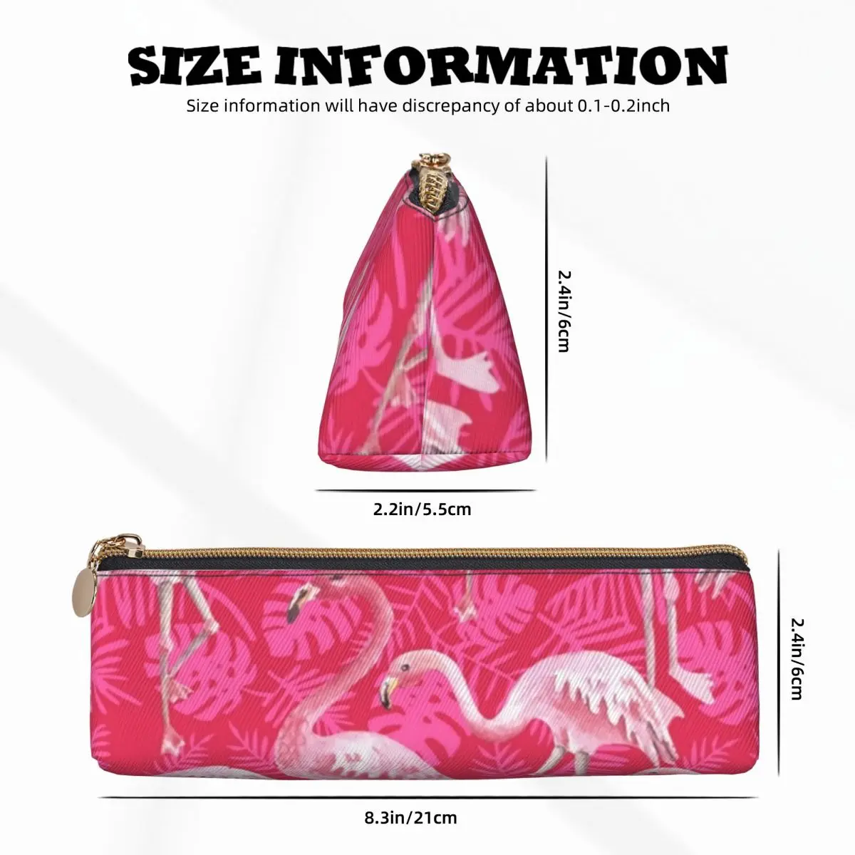 Необычный Розовый пенал с треугольным рисунком Фламинго, школьный пенал с тропической птицей, большой пенал на молнии, кожаные сумки для ручек Kawaii для подростков . ' - ' . 3