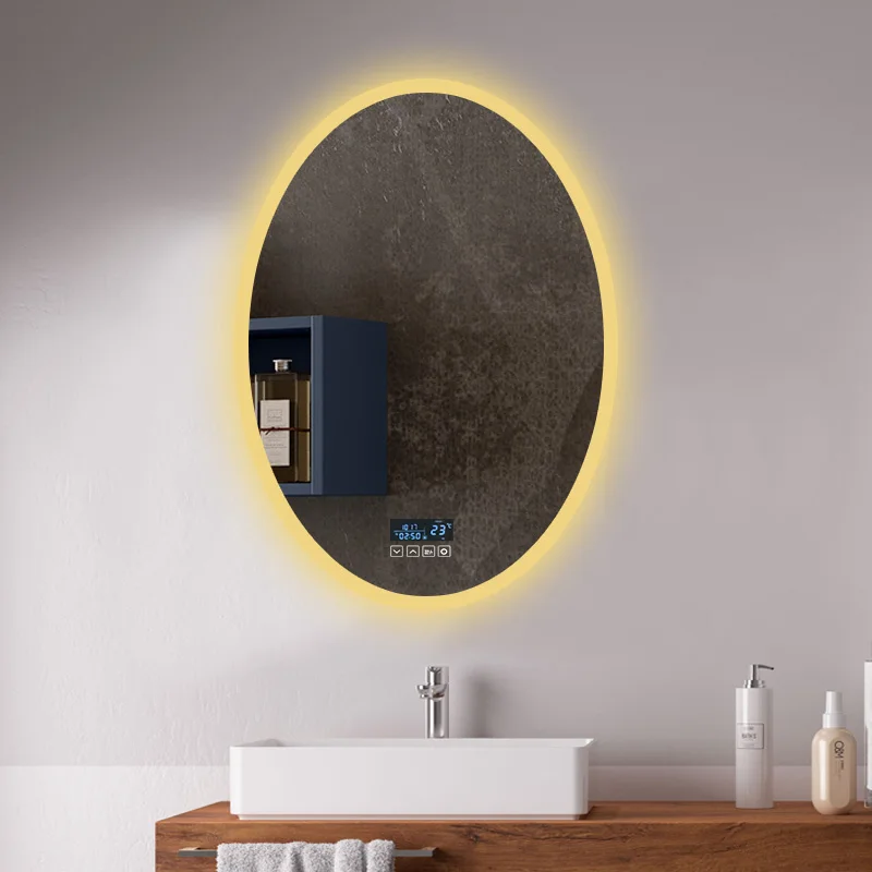 Новое овальное зеркало для ванной Nordic с противотуманной светодиодной подсветкой, умная расческа . ' - ' . 3