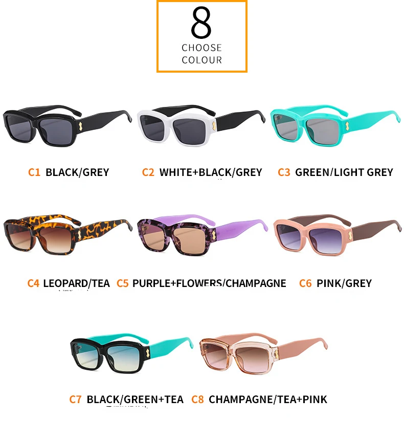 Новые квадратные Красочные солнцезащитные очки, женские модные градиентные оттенки, UV400, мужские металлические заклепки, двухцветные солнцезащитные очки . ' - ' . 4