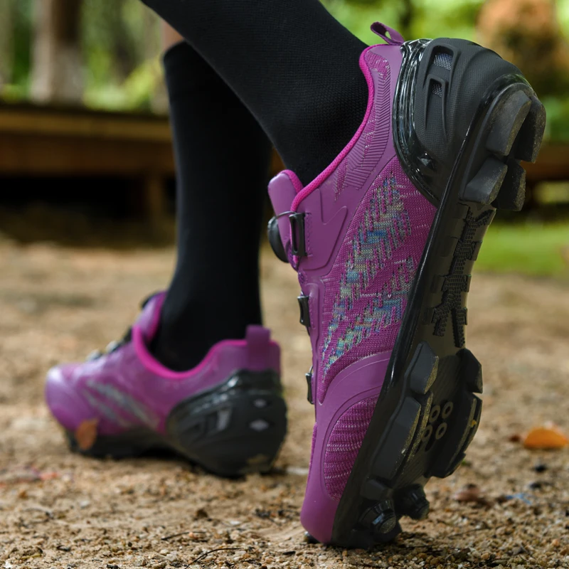 Новые фиолетовые туфли на плоской подошве, велосипедные кроссовки MTB Speed Route, мужские кроссовки для шоссейных велосипедов, обувь для горных гонок, Женские велосипедные шипы Spd . ' - ' . 3