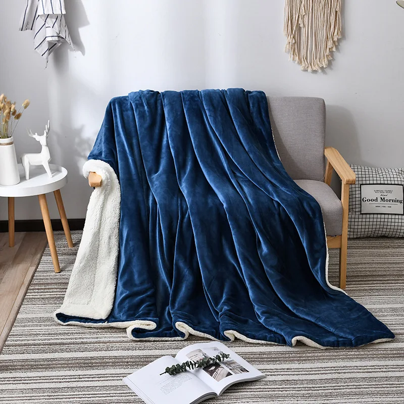 Одеяло из овечьей шерсти, двойное мягкое одеяло для кровати, фланелевое одеяло для дивана, моющееся, согревающее все тело, чехол для диванов для домашнего офиса . ' - ' . 0