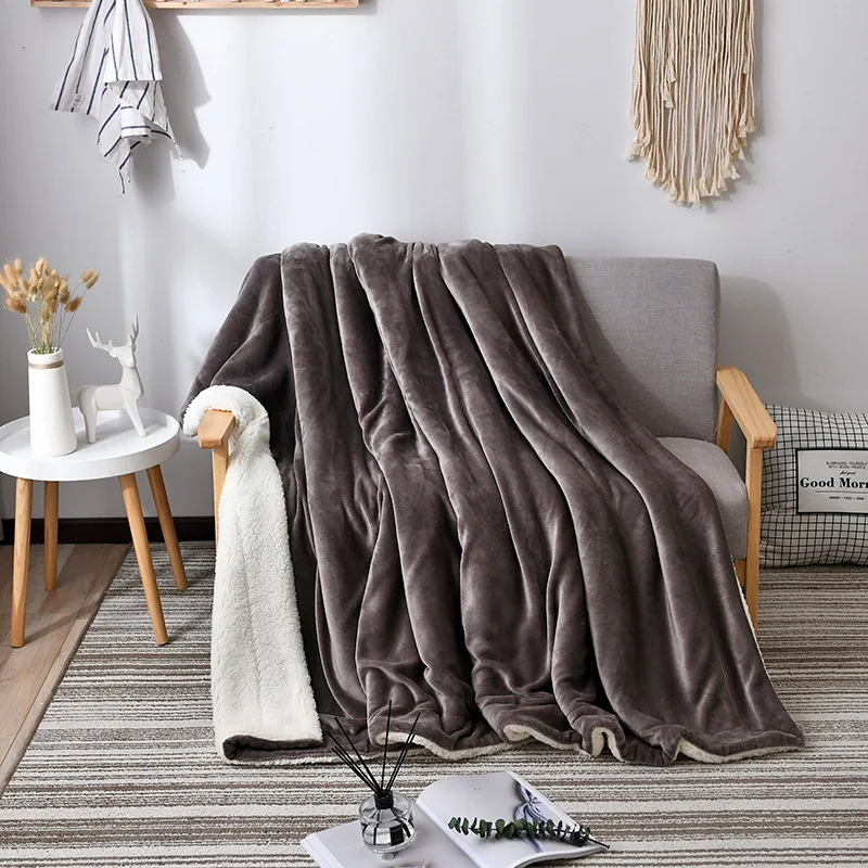 Одеяло из овечьей шерсти, двойное мягкое одеяло для кровати, фланелевое одеяло для дивана, моющееся, согревающее все тело, чехол для диванов для домашнего офиса . ' - ' . 1