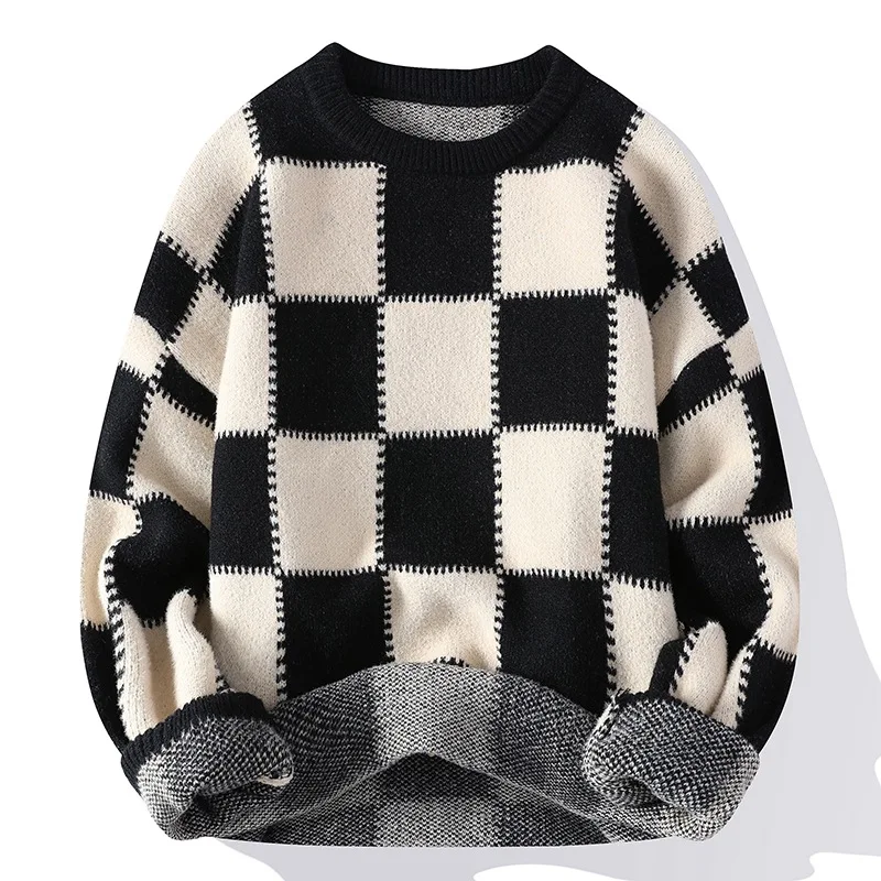 Осенне-зимний мужской Винтажный свитер с круглым вырезом, однотонный мужской вязаный пуловер свободного кроя, мужские ретро свитера в стиле харадзюку . ' - ' . 2