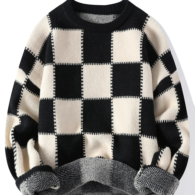 Осенне-зимний мужской Винтажный свитер с круглым вырезом, однотонный мужской вязаный пуловер свободного кроя, мужские ретро свитера в стиле харадзюку . ' - ' . 4