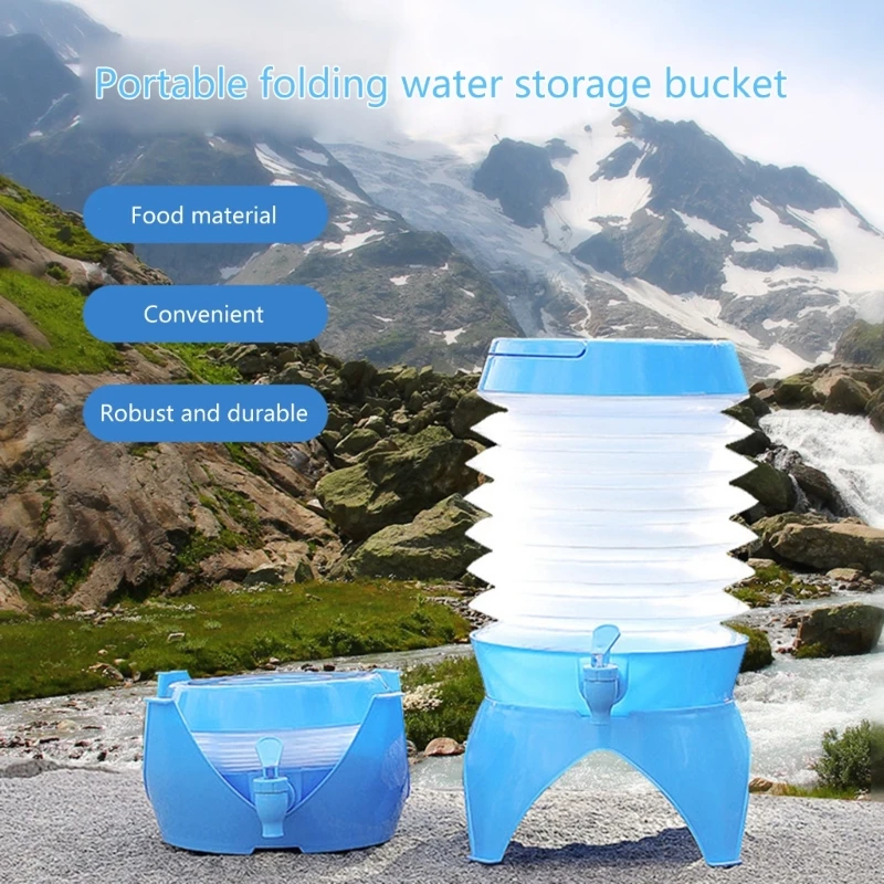Открытый контейнер для воды для кемпинга, Портативное складное ведро для воды с краном, контейнер для хранения воды . ' - ' . 3