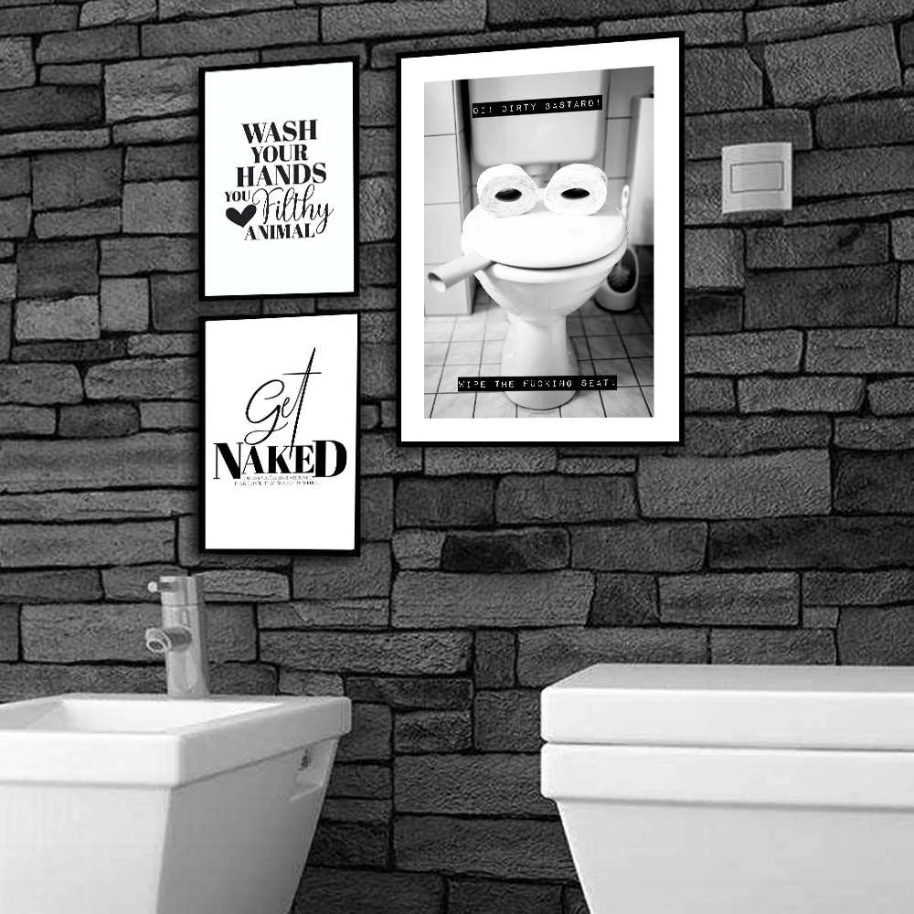 Плакат с животными в туалете, забавный знак правил пользования ванной в скандинавском стиле, принты с юмором, картинки 