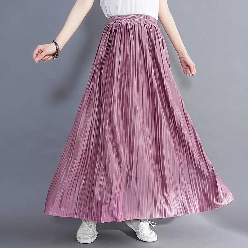 Плиссированная юбка Макси Шик Элегантная одежда для летних женщин 2023 г. Юбки трапециевидной формы с эластичной талией в корейском модном стиле Повседневные Длинные юбки Jupe . ' - ' . 2