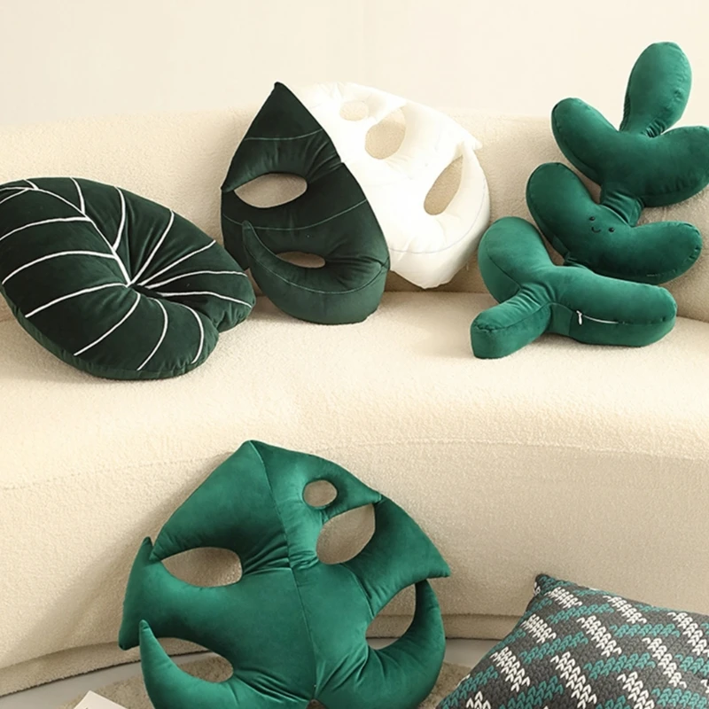 Подушка с зелеными листьями, Моющаяся Декоративная подушка для дивана-кровати, домашнего декора, украшения школьного офиса, классной комнаты, Креативный подарок . ' - ' . 2