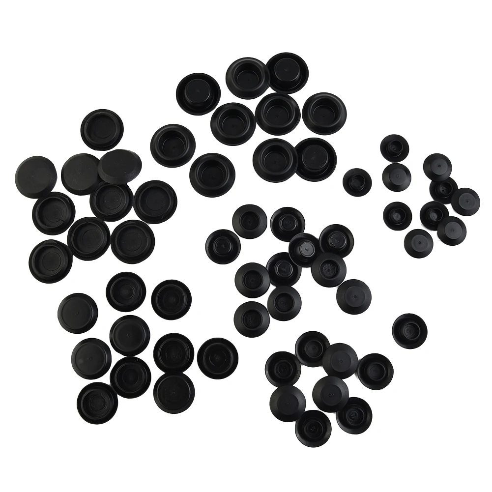 Полный набор из 60 черных пластиковых заглушек с отверстиями для листового металла кузова автомобиля Универсальной посадки с вдавливанием и заподлицо . ' - ' . 5