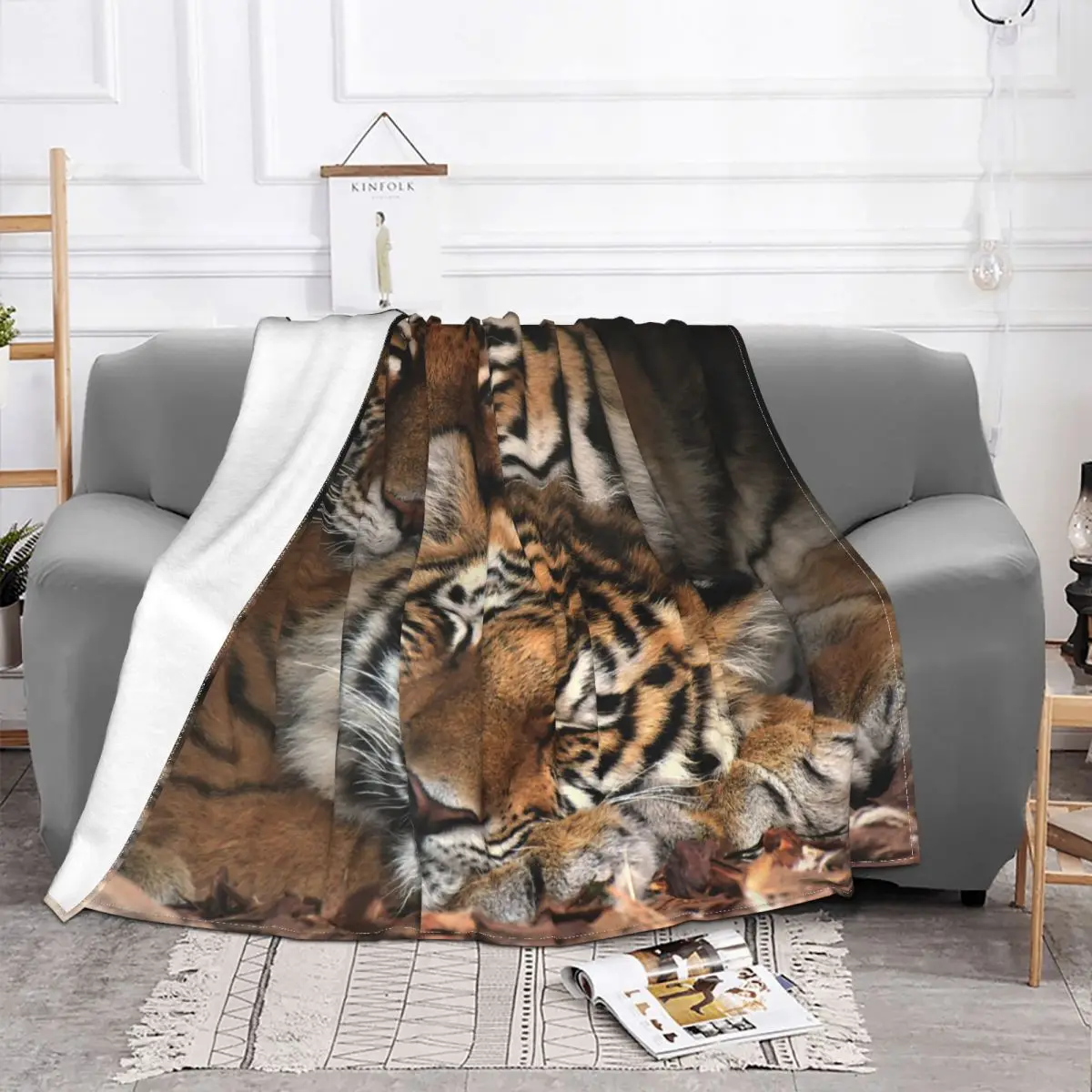 Прекрасное одеяло с бенгальским тигром, флисовый текстильный декор, Многофункциональные мягкие одеяла для постельных принадлежностей, Автомобильное плюшевое тонкое одеяло . ' - ' . 1