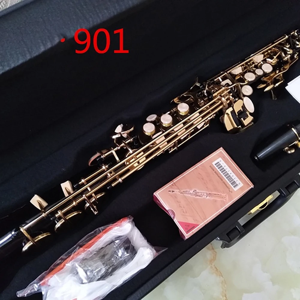 Профессиональный 901 Си-бемоль латунный японский ручной работы сопрано прямой саксофон черный деревянный духовой инструмент с футляром . ' - ' . 5