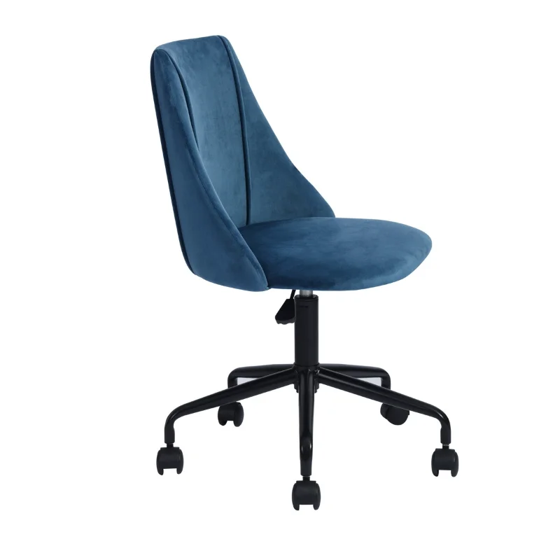 Рабочее кресло с бархатной обивкой / кресло для домашнего офиса - Синий с синей обивкой [на складе в США] . ' - ' . 5